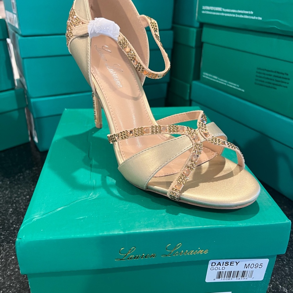 Lauren Lorraine Dazzling Gold Heels